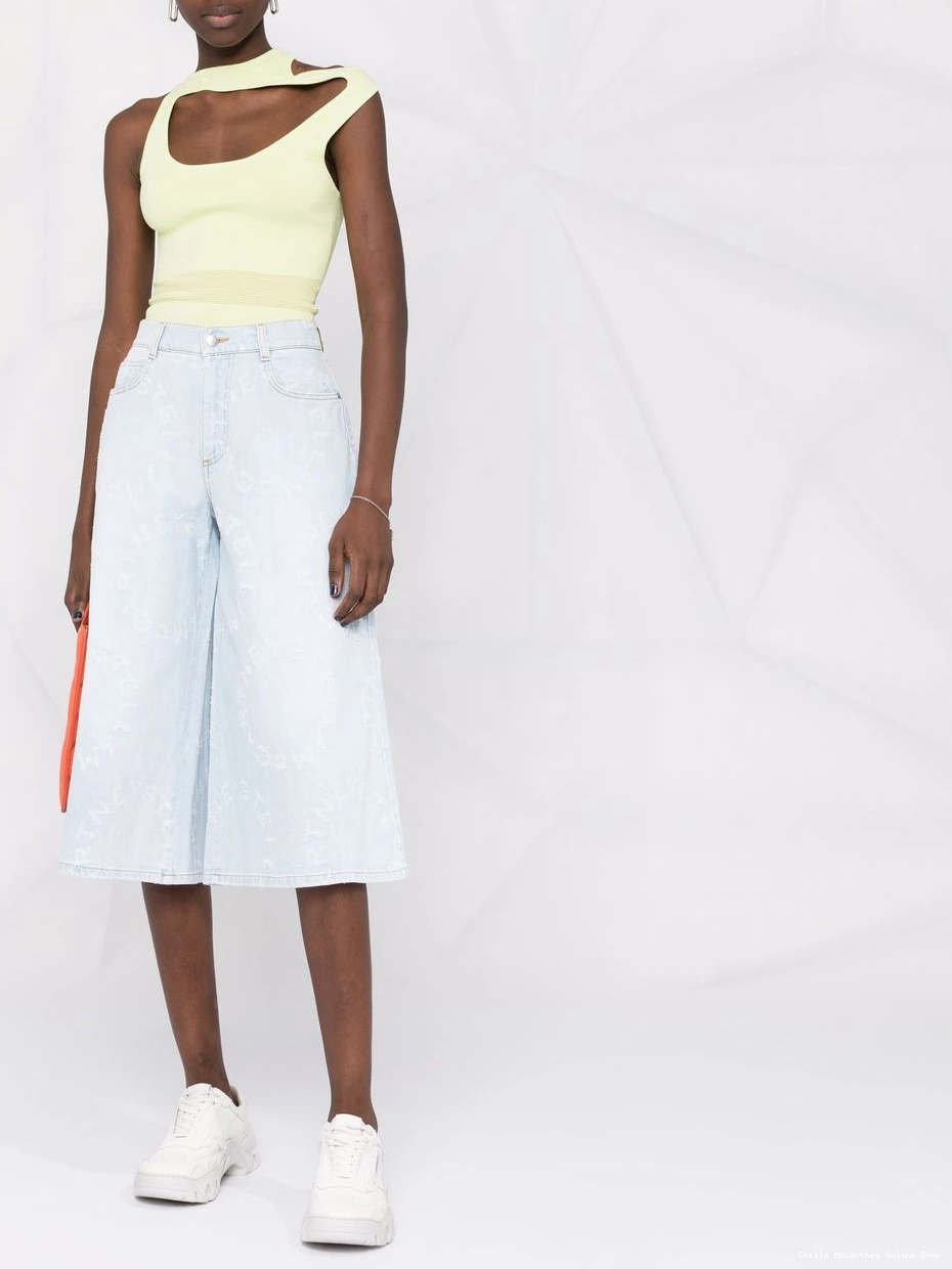 Affordable McCartney Stella Logo distressed culottes Stella Women denim 0819